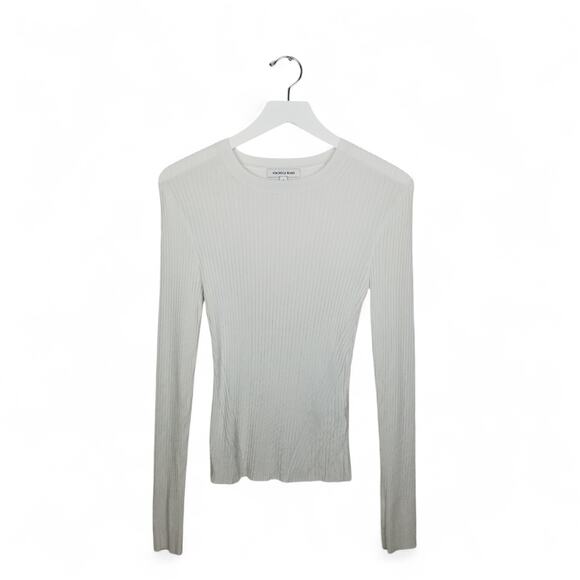 VERONICA BEARD Rib Knit Crew Neck Body Conscious Pullover Top Long Sleeve Size S - Picture 1 of 6
